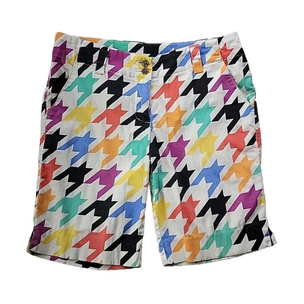 Loudmouth Women 4 Chino Golf Bermuda Shorts Colorful Print Shorts Pockets 9.5"